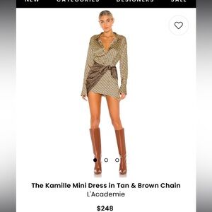 The Kamille Mini Dress in Tan & Brown Chain